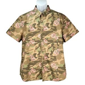 G by Guess | Camo & Rose Allover Print Short Sleeve Button Up Shirt | Men’s XXL‎
